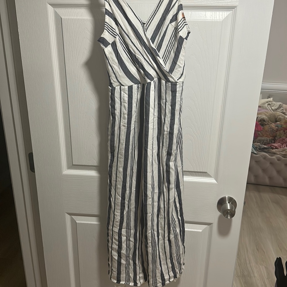 Grey and white jumpsuit